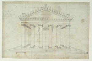 डायना का दूसरा मंदिर, c.1635 (कागज पर कलम और स्याही) द्वारा Inigo जोन्स