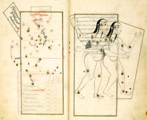 अल-सूफी द्वारा निर्धारित सितारों की पुस्तक से नक्षत्र मिथुन