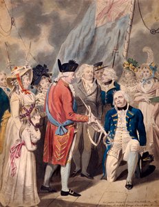 जॉर्ज III ने एडमिरल अर्ल होवे को एक तलवार भेंट की, c1794 द्वारा इसहाक क्रूशांक