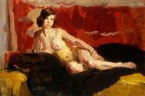 Reclining न्यूड (कैनवास पर तेल)