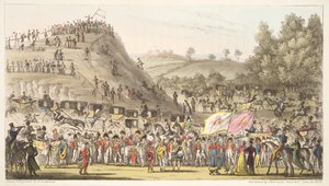 ईटन मोंटेम, और माउंट, साल्ट हिल, अंग्रेजी जासूस से 1824 (हाथ के रंग का उत्कीर्णन) द्वारा आइजैक रॉबर्ट क्रूइशांक
