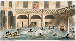 पब्लिक बाथिंग एट बाथ, या स्टीविंग अलाइव, 1825 द्वारा आइजैक रॉबर्ट क्रूइशांक