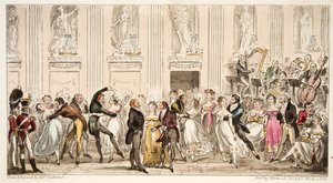 अंग्रेजी जासूस, पब से Argyle के कमरे में साइप्रस बॉल 1824 (हाथ के रंग का उत्कीर्णन) द्वारा आइजैक रॉबर्ट क्रूइशांक