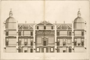 ह्यूटन हॉल: पियरे फोरड्रिनियर, 1735 द्वारा उकेरा गया पश्चिम का खंड द्वारा इसहाक वेयर