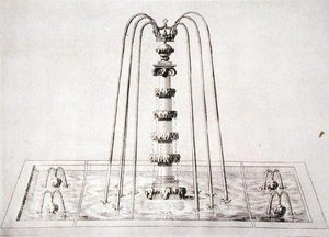 'विल्टन के बगीचे' से फव्वारा डिजाइन, c.1645 (उत्कीर्णन)