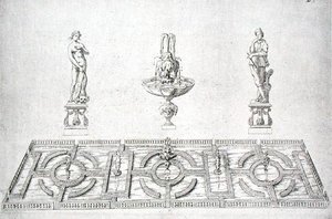 गार्डन डिजाइन 'द गार्डन ऑफ विल्टन' c.1645 से (उत्कीर्णन)