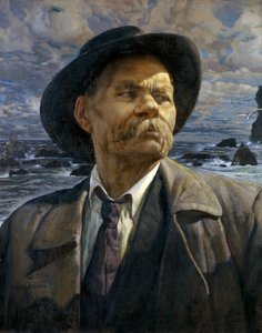 लेखक मैक्सिम गोर्की 1868-1939, 1936 का चित्रण द्वारा इसहाक इसराइलेविच ब्रोडस्की