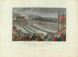 14 जुलाई 1790, 1790 को चैंप डे मार्स में फेडरेशन का उत्सव।