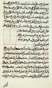 ग्रीक गणितज्ञ यूक्लिड (fl.300 ईसा पूर्व) की ज्यामिति पर एक पुस्तक &39;एलीमेंट्स&39; की एक प्रति से पाठ का पृष्ठ, 1188 (कागज पर पेन und स्याही) द्वारा इस्लामी स्कूल