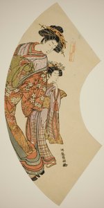 ओगिया की वेश्या हनाओगी और उसकी परिचारिका, quot;पूर्व के प्रशंसक (अज़ुमा ओगी)quot; श्रृंखला से द्वारा इसोडा कोरुसाई