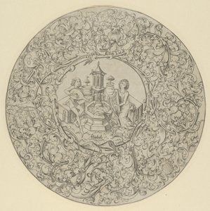 गार्डन ऑफ लव, बड़े अलंकृत परिपत्र फ्रेम के भीतर। द्वारा इजरायल वैन मैक्केनम