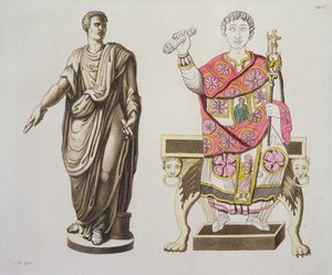 एक रोमन सीनेटर और एक अधिकारी, कॉस्टूमी दे रोमानी से, c.1805-20 (एक्वाटिंट) द्वारा इतालवी स्कूल