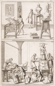 एक मूर्तिकार स्टूडियो, c.1800 द्वारा इतालवी स्कूल