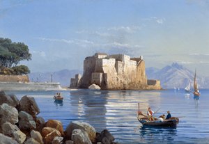 नेपल्स में Castel dell'Ovo (गौचे) द्वारा इतालवी स्कूल