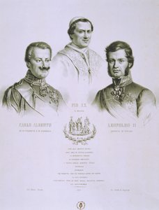 चार्ल्स अल्बर्ट, पायस IX और लियोपोल्ड II, 1848 द्वारा इतालवी स्कूल