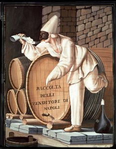 Commedia dell'arte: पारंपरिक नियति पोशाक: pulcinella का मुखौटा - (Pulcinella मास्क पीना) सैन मार्टिनो नेपल्स का राष्ट्रीय संग्रहालय द्वारा इतालवी स्कूल