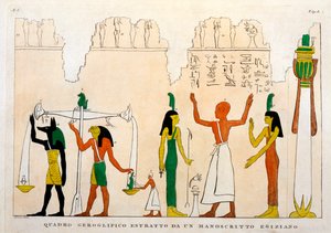 एक मिस्र के चित्रलिपि पांडुलिपि का अंश, डोमिनिक विवंत, बैरन डे डेनॉन (1747-1825) द्वारा उत्कीर्ण