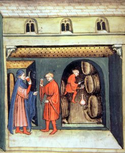 Fol.86v एजेड फ्रूट वाइन, टैकुइनम सैंटियाटिस कोडेक्स विंडोबोनेंसिस से चित्रण द्वारा इतालवी स्कूल