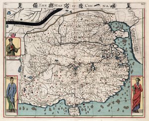माटेओ रिक्की (1552-1610) द्वारा "चीन के राज्य का एक प्रवचन, रिशियस और ट्रिगौटियस से लिया गया" से चीन का भौगोलिक मानचित्र। द्वारा इतालवी स्कूल