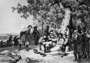 1862 में एस्प्रोमोन की लड़ाई में ग्यूसेप गैरीबाल्डी (1807-82) घायल द्वारा इतालवी स्कूल