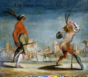 Commedia dell'Arte से इतालवी मुखौटे: कप्तान बब्बेओ और कुकुबा। अनाम 17 वीं सदी। मिला, स्काला संग्रहालय। द्वारा इतालवी स्कूल