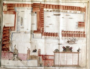 1580 में वेनिस शस्त्रागार का नक्शा। द्वारा इतालवी स्कूल