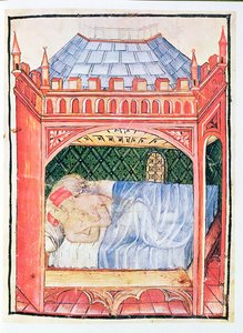 एक बिस्तर में Nouy ACQ लॉट 1673 fol.100 जोड़े, Tacuinum स्वस्थ, c.1390-1400 से द्वारा इतालवी स्कूल