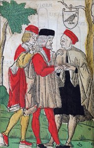 एंड्रिया कोरवो, 1581 (कलर वुडकट) द्वारा चिरोमैंटिया से पाम पढ़ना द्वारा इतालवी स्कूल