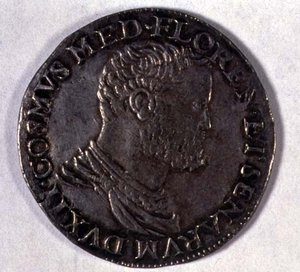 Cosimo I de' Medici का पोर्ट्रेट मेडल (1519-74) 1557-68 (रजत) द्वारा इतालवी स्कूल