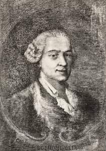 कार्लो गोल्डोनी (1707-1793) का पोर्ट्रेट, इतालवी नाटककार, मार्को पिटेरी द्वारा जियाम्बतिस्ता पियाज़ेटा द्वारा पेंटिंग और ई ज़िमेनेस द्वारा ड्राइंग, एल'इलस्ट्रेशन इटालियाना से उत्कीर्णन, नंबर 20, मई 18 द्वारा इतालवी स्कूल