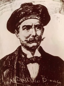 एमिलियो सालगारी का पोर्ट्रेट (लिथो) द्वारा इतालवी स्कूल