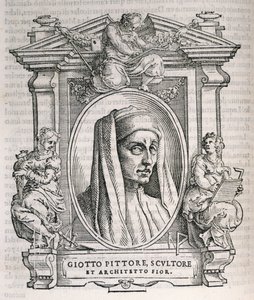 आर्टिस्टों के वासरिस लाइव्स से Giotto di Bondone (c.1267-1337) का चित्र, पहली बार 1550 में प्रकाशित द्वारा इतालवी स्कूल