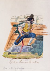रोम में 1848 के विद्रोह के रोमन लोकप्रिय स्वयंसेवक (रंग उत्कीर्णन) द्वारा इतालवी स्कूल