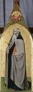 सेंट एंथोनी द एबोट, c.1360 (चिनार की लकड़ी पर तड़का) द्वारा Italian School
