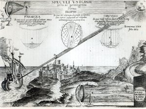 प्रकाश और छाया का एक बड़ा कला से आर्किमिडीज की जलन मिरर, Athanasius Kircher द्वारा (1601-1680), रोम, 1646 द्वारा इतालवी स्कूल