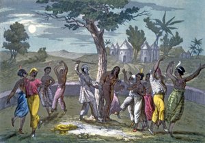 डांस ऑफ द मोम्बो-जोम्बो, मुंगो पार्क की यात्रा के अनुसार, ए हिस्ट्री ऑफ़ कॉस्ट्यूम फ्रॉम जे फेरारियो, पब c.1820 द्वारा इतालवी स्कूल
