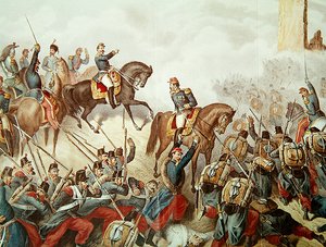 1859 में सैन मार्टिनो की लड़ाई में पीडमोंटेस और फ्रेंच द्वारा इतालवी स्कूल