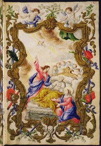 क्रोनियन की अच्छी मौत, ब्यूना मोर्टे के ले गिल्ड के मैरीगोला से, c.1712-14 (वेल्लम पर स्याही) द्वारा इतालवी स्कूल