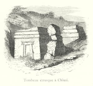 Chiusi में एट्रस्केन मकबरा (उत्कीर्णन) द्वारा इतालवी स्कूल