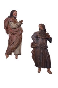 संतों के दो पॉलीक्रोमयुक्त चेस्टनट राहत, टायरॉल (शाहबलूत) द्वारा इतालवी स्कूल