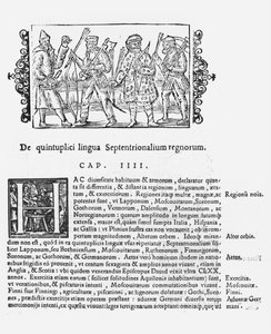 भाषाओं की विविधता, ओलौस मैग्नुस द्वारा उत्तरी पीपुल्स का एक इतिहास (1490-1558), रोम, 1555 में प्रकाशित से द्वारा इतालवी स्कूल