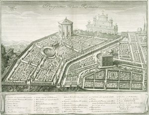 रोमन गार्डन का दृश्य, 1772-1784 द्वारा इतालवी स्कूल