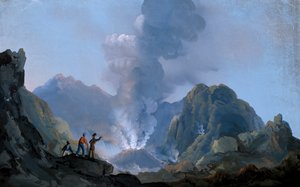 1829 में वेसुवियस के गड्ढे का दृश्य (गौचे) द्वारा इतालवी स्कूल