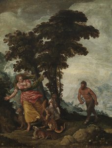वाइस द्वारा पीछा किया गया पुण्य, c.1570-1600 (कैनवास पर तेल) द्वारा इतालवी स्कूल