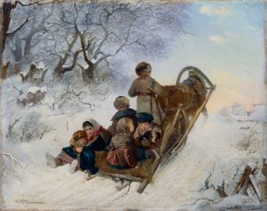 घोड़े पर सवार बच्चे, 1870 द्वारा इवान एंड्रीविच पेलेविन