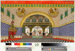 निकोलस (निकोलाई) रिमस्की कोर्साकोव (रिमस्की-कोर्साकोव) (1844-1908) द्वारा ओपेरा द गोल्डन कॉकरेल के सेट के लिए प्रारंभिक ड्राइंग (एन. रिमस्की-कोर्साकोव (रिमस्की कोर्साकोव) द्वारा ओपेरा द गोल्डन कॉकरेल के लिए स्टेज डिजाइन। इवान याकोलेविच बिलिबिन (बिलिबी) द्व द्वारा इवान याकोवलेविच बिलिबिन