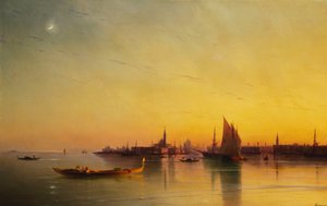 सूर्यास्त के समय लैगून से वेनिस द्वारा Ivan Konstantinovich Aivazovsky