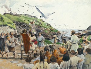 किंग आर्थर, कॉर्नवॉल, डार्क एजेस, 1994 का टिंटागेल कैसल पौराणिक जन्मस्थान।