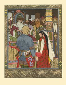 इवान Tsarevich, Firebird, और ग्रे वुल्फ, 1902 की परी कथा का चित्रण द्वारा इवान याकोवलेविच बिलिबिन