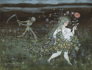 ला वी एट ला मोर्ट - लाइफ एंड डेथ, एरोसेनियस द्वारा, इवर (1878-1909)। पानी के रंग का, कागज पर गौचे द्वारा इवर एक्सल हेनरिक एरोसियस